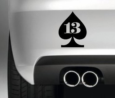 South Coast Stickers 13 Spade Sticker Funny Bumper Sticker CAR Van 4X4 Window PAINTWORK Decal Euro Left Hand Drive