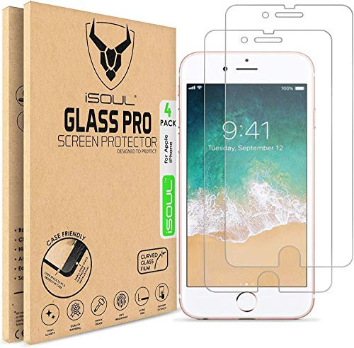 iSOUL Screen Protector for iPhone 8 and iPhone 7, iPhone 6s, iPhone SE 2020, 4.7-Inch, Case Friendly, Tempered Glass Film, 2-Pack
