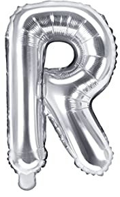 PartyDeco Folienballon Buchstabe R Silber-Geburtstag Hochzeit Jahrestag Folienballon Buchstabe R- Silber Größe ca. 35 cm Verlobung Silvesterparty Folienballon Deko