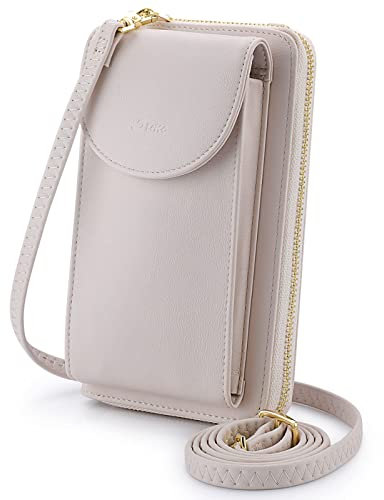 S-ZONE Damen Handy-Umhängetasche PU Leder RFID Blockierung Handytasche Geldbörse mit Kartenfächer Verstellbar Abnehmbar Schultergurt Passt Handy unter 6,5