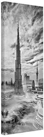 Bilderwelten Leinwandbild - Dubai Super Skyline - Panorama Hochformat, 120x40 cm