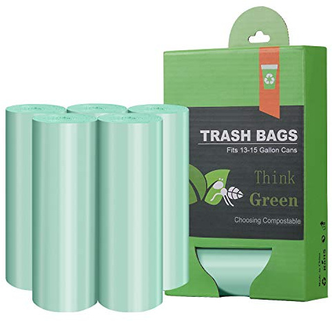 Compostable Trash Garbage bags,AYOTEE 13-15 Gallon Tall Kitchen Trash Bags,Heavy Duty Unscented 1.18Mils 55 Liter,60 Count,Strong Thicken Rubbish Waste Can Liners for Kitchen Garden Home