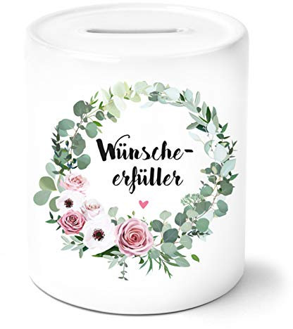 OWLBOOK® Hochzeitsgeschenke für Brautpaar Geld I Geldgeschenk Hochzeit I Geschenk Hochzeit Geldgeschenke zur Hochzeit I Geld schön verpacken Hochzeit I Spardose | Wünsche Erfüller | Keramik