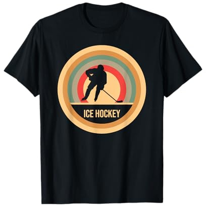 Eishockeyspieler Geschenkideen Retro Vintage Eishockey T-Shirt für Herren, Schwarz, S, Klassische Passform, Kurzarm, U-Ausschnitt, Polyester, Winter, 1 Count