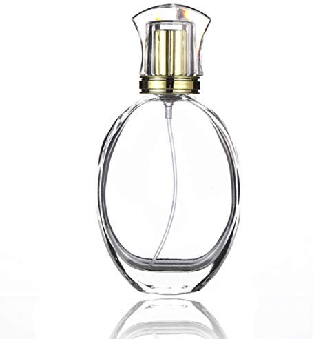 Enslz 50ml 1.7 oz Vintage Pumpkin Shape Spray Bottle Refillable Crystal Glass Atomizer Empty Fine Mist Spray Perfume Bottles (Oval)