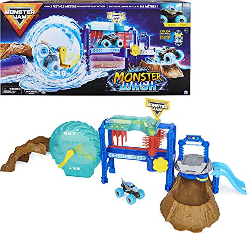 Monster Jam Megalodon Monster Wash, Includes Color-Changing Megalodon Monster Truck, Interactive Water Play Kids Toys for Aged 3 and Up