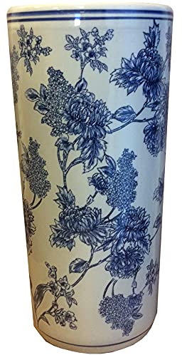 M S L Blue and White Floral Display Ceramic Umbrella Stand Walking Stick Stand Large Vase