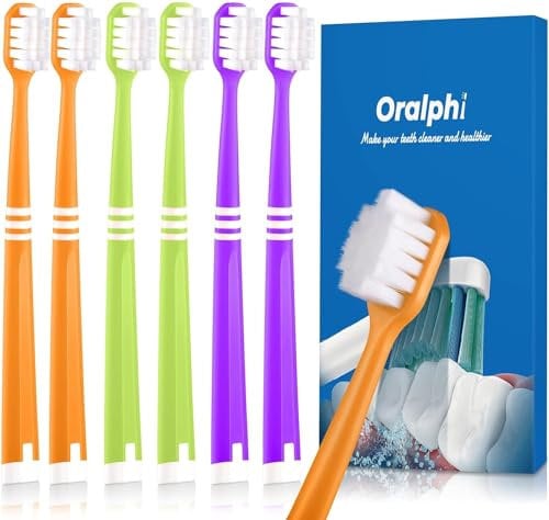 Oralphi Extra Weiche Zahnbürste für Empfindliches Zahnfleisch – Handzahnbürste mit Breitem Bürstenkopf und 10.000 Mikro-Nano Borsten, 6 Stück für Erwachsene, Schwangere, Senioren und Zahnspangen