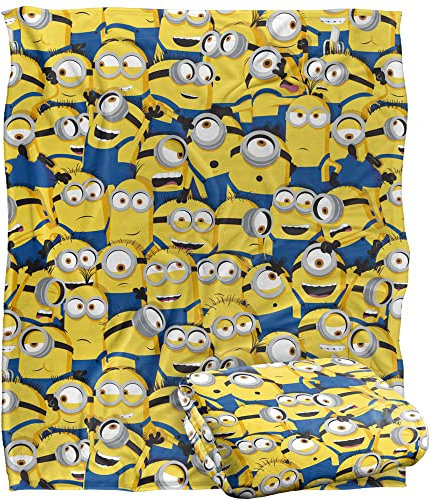 Minions Blanket, Minion Group Silky Touch, Optimalweiche Überwurfdecke, 152 x 127 cm