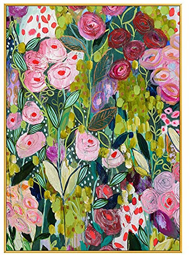 Handgemalte Leinwand Bilder,Abstrakte Moderne Bunte Blumen Kunstwerk Spachtel Strukturiertes Rechteck Große Rahmenlose Coole Gemälde Wandkunst Wohnkultur Für Wohnzimmer Esszimmer,70X100Cm (28X40