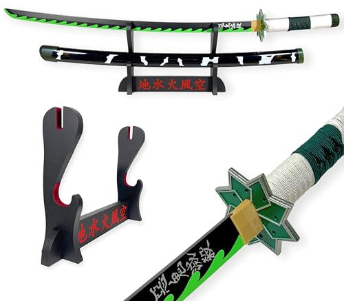 FÉENOMENN Katana Demon Slayer Sanemi Shinazugawa - Epée Lame Bois - Support Japonais Inclus