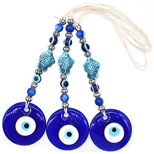 Türkisch Blau Auge Evil Eye Amulett Wandbehang TAIZER 3 Stücke Boese Auge Ornament Amulett Dekoration Home Decor Schutz Segen Charm Geschenk Glasperlen Startseite Anhänger Glücksbringer