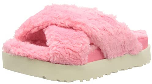 UGG Femme Fuzz Sugar Cross Slide Chausson, Pink Jasmine, 40 EU