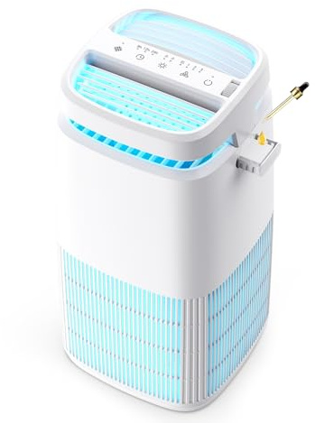 POMORON Purificadores de aire 4 en 1 para el hogar, ionizador de aire, generador de iones negativos, filtro HEPA H13, UV, cubre 1250 pies cuadrados, tasa de eliminación del 99.97% para limpiador de
