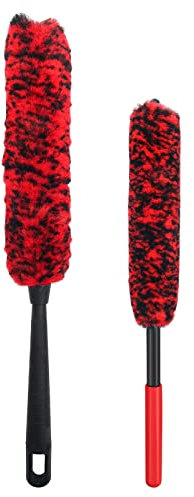 Windspeed 2Pcs Car Wheel Cleaning Brush, 360° Bendable Alloy Wheel Brush with 45cm Long, Soft Microfiber Tire Cleaning Tool for Car
