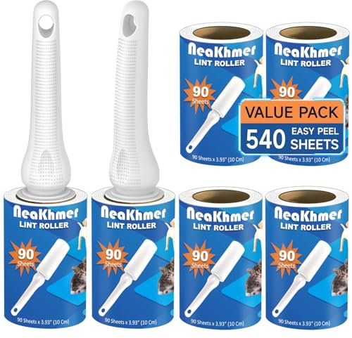 Fusselroller für Tierhaare 540 Blatt, extra klebriger tragbarer Fusselentferner, Fusselroller Kleidung, Entferner Katzen Hundehaare,Fusselrolle Tierhaare