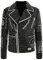 Brando Herren-Motorradjacke, Rock, Punk, Spike, goldene Nieten, Motorradjacke, schwarz, Biker-Jacke aus echtem Leder, Schwarz - Echtleder, M