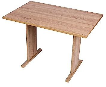 kundler home Tisch, Esstisch oder Küchentisch, 110x70x75 cm, mit Fußleiste aus Eichenholz massiv, ideal als Tisch im Esszimmer, einfacher Aufbau, 'Der Stilvolle' Eiche Premiumdekor