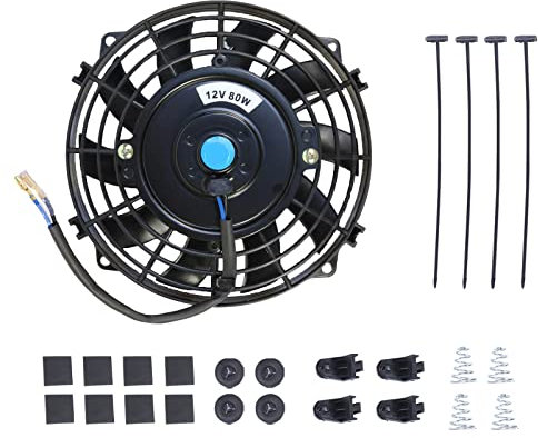 BATONECO 7 Electric Radiator Cooling Fan Assembly Kit,High Performance Cooling Radiator Fan with 12V 80W 800 CFM Mount Kit Universal Black