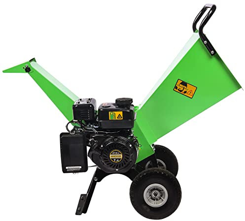 GARDENBEAUT Cippatrice per legno, trinciatrice di legno resistente motore 7HP alimentato a gas per 3 capacità massima di legno del diametro di 3
