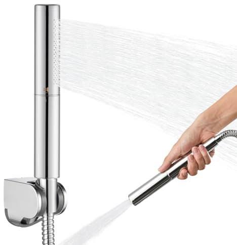 Heyalan Messing 2 in 1 Funktion Handbrause Poliert Chrom Handbrause Hochdruck 7,9 Zoll Duschkopf High Flow Handheld Sprinklert Duschstab mit Brauseschlauch und ABS Handbrausehalter