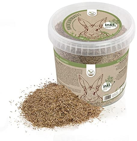 HappySeed 500g Kaninchenwiese Samen - Kleintierwiese Saatgut für die ganzjährige Anzucht von frischem Zusatzfutter für Kaninchen und andere Kleintiere