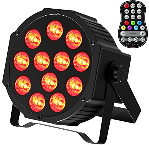 DELIBANG RGBW LED Strahler Akku 24W, wiederaufladbar mit 12 LED-Lampenperlen, 7-farbiger Farbwechsel, Fernbedienung, Timerfunktion, 8 Kanäle, für Party, Bar, Bühne, Hochzeit, Weihnachten
