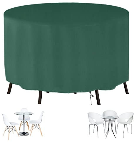 CJFBDY Rund Gartenmöbel Abdeckung 230x80cm Draussen Terrassenmöbelbezüge Wasserdicht, Winddicht, UV-beständig 420D Oxford Gewebe Schutzhülle, Rund Abdeckhaube für Gartentisch