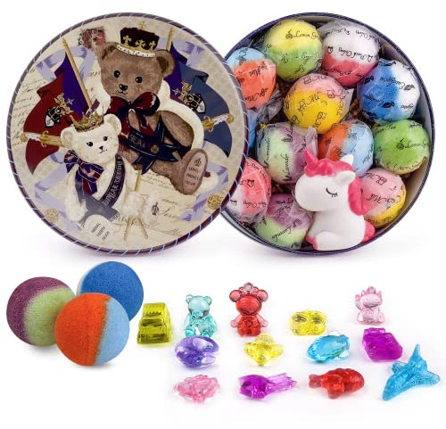 Bath Bombs for Kids, 12pcs Bath Bombs with Surprise Crystal Toys Inside, Handmade Natural and Organic Bubble Bath, Birthday Christmas Easter Gift for Girls and Boys