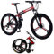 Faltrad Klapprad Klappfahrrad 26 Zoll Mountainbike Erwachsene 21-30 Gang Camping MTB Klapp Fahrräder Bis 150 Kg für Outdoor Reisen Camping,Red/3,21