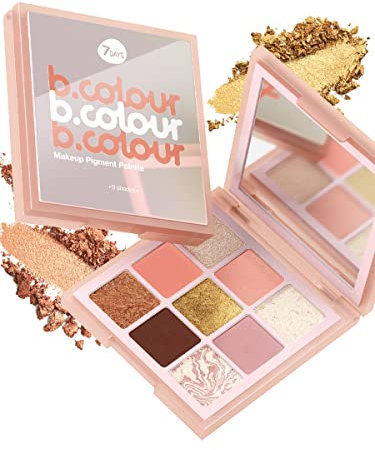 7Days Lidschatten Palette - Nude und Glitter Lidschatten - Matt und Schimmer Make Up Set für Mädchen - Augen Make-up Palette mit 9 pigmentierten langanhaltenden Farbtönen