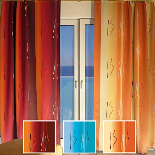 EASYHomefashion Bellarty Vorhang nach Maß Verdunkelungsvorhang Verdunkelungs Vorhänge maßgefertigt Dekoschal Gardine Blickdicht Blackout Palermo rot-orange 225 x 290 cm