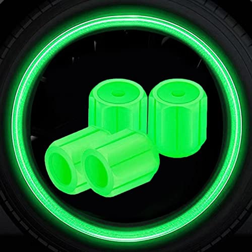 4 Stück leuchtende Ventilkappen, fluoreszierend, nachtleuchtend, für Auto, Motorrad, Fahrrad, Ventil, Rad, Radnaben, leuchtende Dekorationen, Vorbaureifen