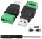 VooGenzek 2 Piezas USB 2.0 Tipo A Macho a 5 Pines Hembra Tornillo, Enchufe de interfaz Conector de terminal macho USB