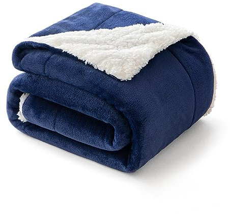 MIULEE Kuscheldecke Flauschig Decke Fleecedecke Wohndecken warm Sherpa Sofaüberwurf Decke Flauschig Überwurf Mikrofaser Tagesdecke Für Bett Sofa Schlafzimmer Büro 150x200 cm Dunkelblau