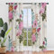 Hiseng Schiebegardinen Voile Vorhang Gardinen 2er Set, Rose Blume Druck Sheer Schiebevorhänge Lichtdurchlässig Flächenvorhänge für Wohnzimmer Schlafzimmer Fensterschal (132x244cm,Beige Retro)