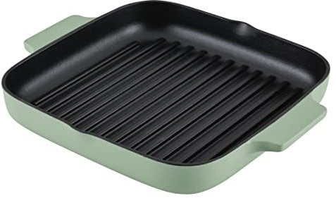 KitchenAid Enameled Cast Iron Square Grill and Roasting Pan, 11 Inch, Pistachio