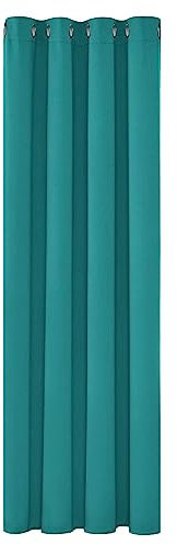 Deconovo Verdunkelungsvorhang Ösen Gardinen Schlafzimmer Ösenvorhang Blickdicht Wärmehaltung, 245x140 cm(HöhexBreite), Türkis, 1 Stück