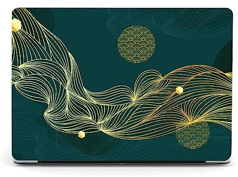 Berkin Arts Compatible with MacBook Pro 13 inch Cover, 2022, 2021, 2020-2018 Release A1708 with Keyboard Cover & Screen Protector Geometric Abstract Art Ornate Galactic Gold