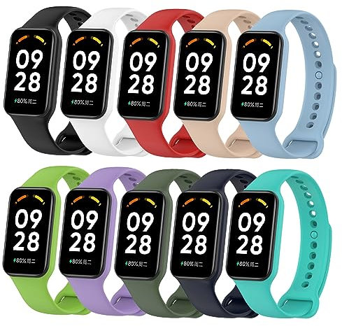BRLYYOE Correas Compatible para Xiaomi Mi Band 8 Active, Correa Xiaomi Redmi Smart Band 2 Colorido Silicona Reloj Recambio Transpirable Impermeable Pulseras de Repuesto para Xiaomi Smart Band 8 Active