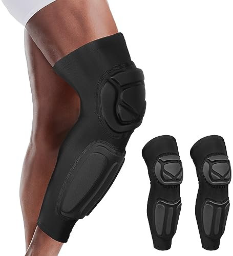 DGYAO Rodilleras y pantorrillas, almohadillas de apoyo acolchadas de compresión para deportes, equipo de protección de seguridad para ejercicio extremo para rugby, fútbol, espinilleras, 1 par, M