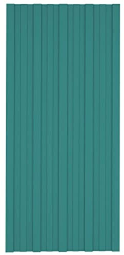 vidaXL 12x Dachpaneele Trapezblech Dachplatten Dachblech Trapezbleche Profilblech Metallblech Stahlblech Dach Platten Verzinkter Stahl Grün 100x45cm