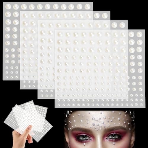 660 Pcs Stick on Pearls,Pearl Stickers,Self Adhesive Back Pearl Stickers, for Crafts Hair Self Adhesive Flat Back Pearls Sticker,for DIY Crafts Jewels (3mm/4mm/5mm/6mm)