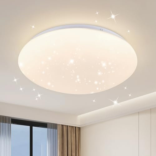 Kowanie LED Deckenleuchte Deckenlampe Küche: Küchenlampe Decke Ø25cm 12W Schlafzimmerlampe Rund Neutralweiß 4000K Deckenbeleuchtung Sternenhimmel Flurlampe für Kinderzimmer Treppenhaus