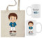 ELISA BOTELLA Pack taza comunion + bolsa de tela, kit regalo comunion bolsa de tela con taza mi primera comunion (Pack Comunión Niño PERSONALIZADO)