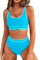 Genfien Costume da Bagno Donna Due Pezzi Costumi Push Up Imbottito Reggiseno Bikini Elasticizzato Costumi da Mare a Vita Alta Swimwear Regolabile