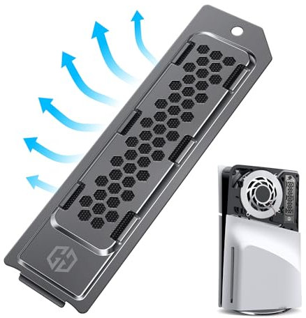 GRAUGEAR Cubierta protectora de metal que disipa el calor para Playstation 5 Slim M.2 SSD Slot – Cubierta con ventilación, ideal para ampliación de memoria (PS5 Slim Black)