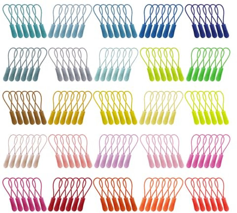 Zzcy 150 Stück Reißverschluss Zieher Bunt Reißverschluss Reparatur Set Reißverschluss Verlängerung Reißverschluss Zipper Ersatz in 25 Farben für Rucksack, Bekleidung, Sportswear und mehr