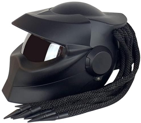 Motorrad-Integralhelm Front-klapphelm Mit Sonnenblende Zöpfe Warnlichter ECE-Zulassung Personalisierte Motorradhelme Männer Frauen Erwachsene Offroad Cruiser Chopper Matt Black,L