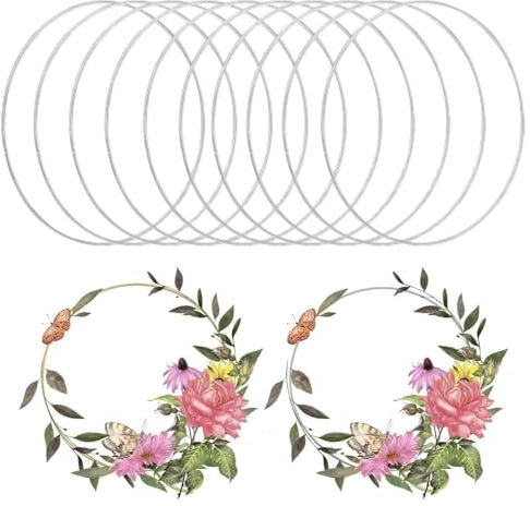 Metallringe zum Basteln 10cm,10 Stück Metallringe,Handwerkliche Metallring,Deko Ringe zum Aufhängen,Silber Traumfänger Ringe Metall,Drahtringe zum Basteln Deko Ringe für DIY Floral Hoop,Hochzeitskranz